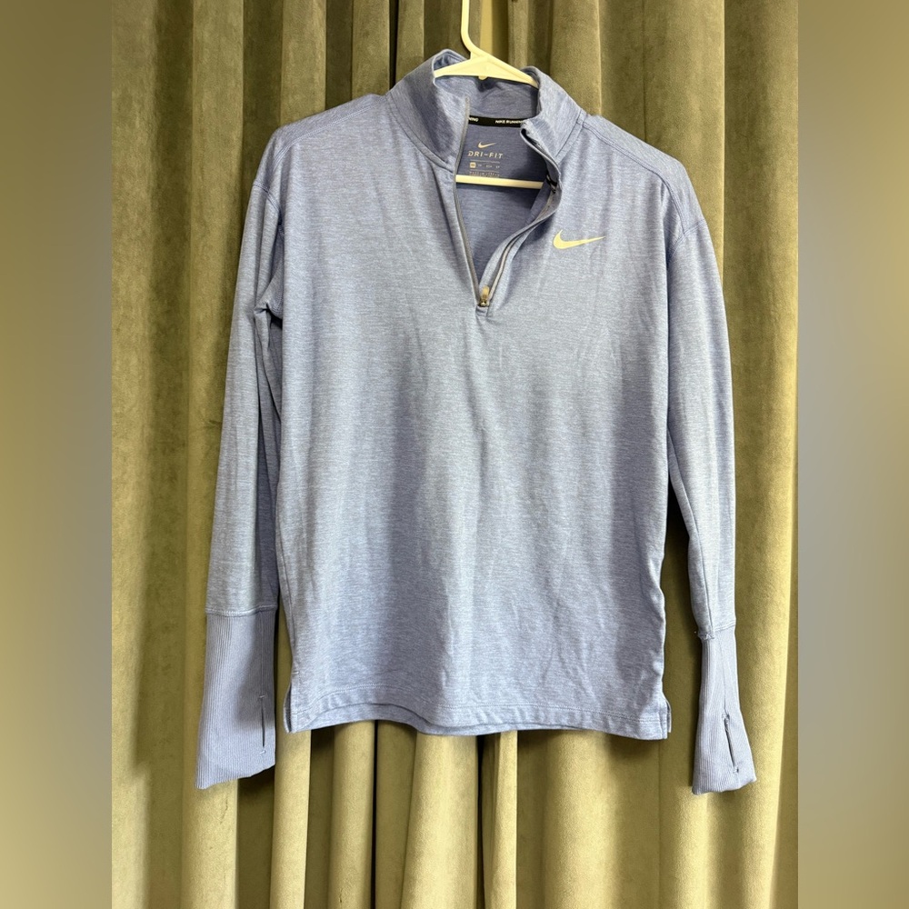 Nike Women's Light Blue Quarter-Zip Dri-Fit Running Top XS